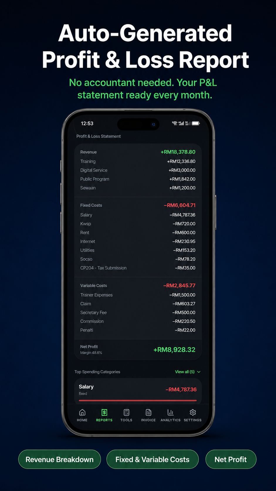 Auto-Generated Profit & Loss Report